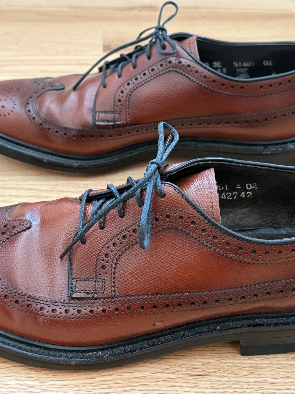 Men’s 10 3E STAFFORD Brown Leather Wingtip Derby Blucher Dress Shoes USA Made!